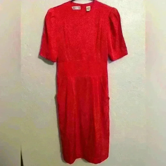 Vintage 70s 80s Liz Claiborne Red Button Back Polka Dot Dress Size 4 - Picture 2 of 8